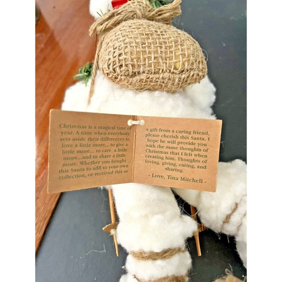 TJ Santas by Tina Mitchell 8" Santa Fuzzy White Rustic Snowshoe Ornament #905376 - Picture 9 of 15